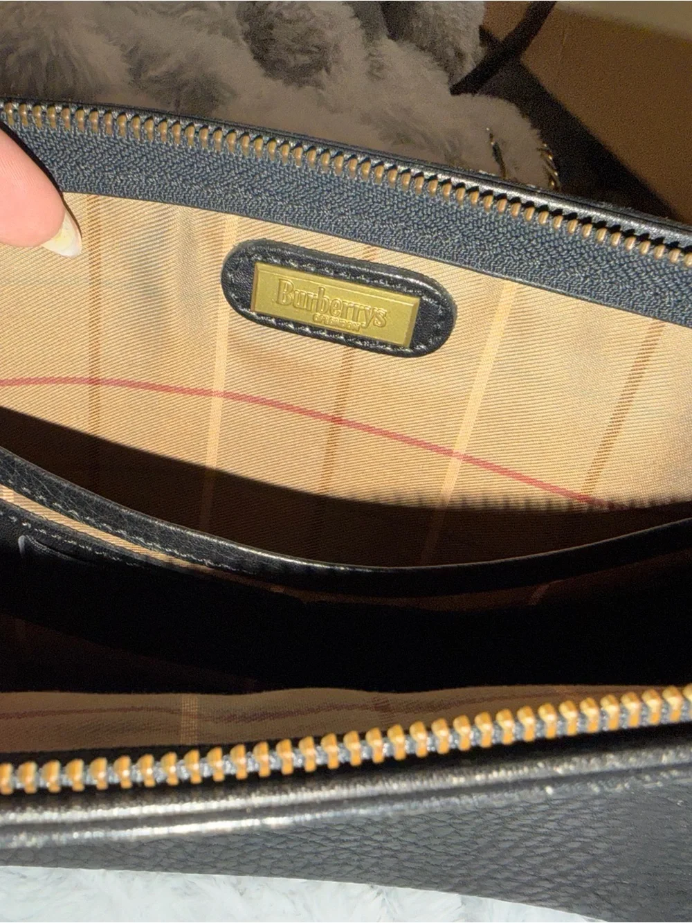 Burberry Black Leather Wristlet Clutch